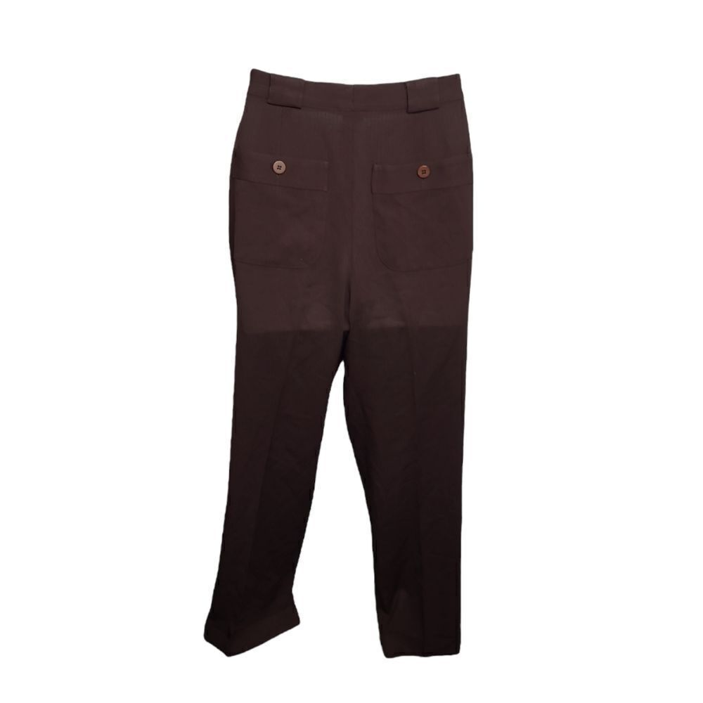 VINTAGE 80s brown high waisted dark academia‎ wide leg trouser pants M - Picture 3 of 12